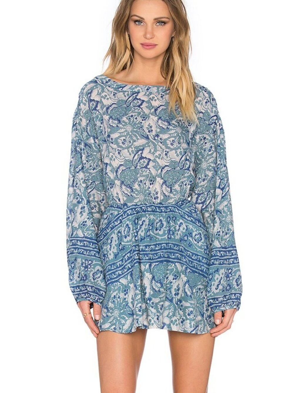 Free People Sun Printed Dress - Washed Blue
